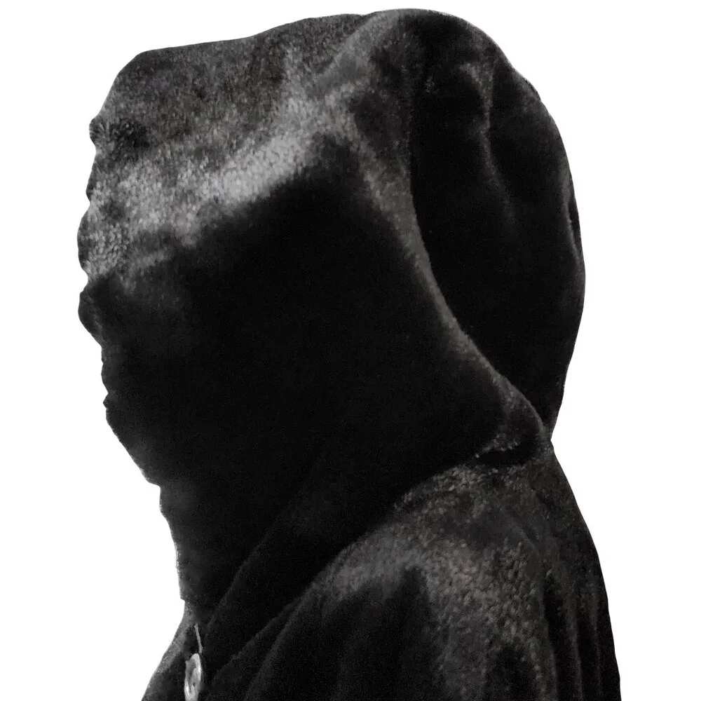 ALPINE STUDIO ~ Black Faux Mink Coat with Hood ~ XL ~ 38” L - Picture 12 of 16